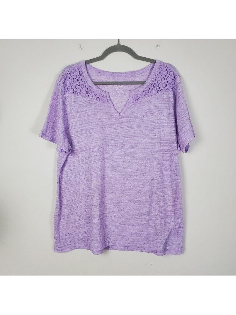JMS Just My Size Lavender Lace Accent Top Women's 1X 16W